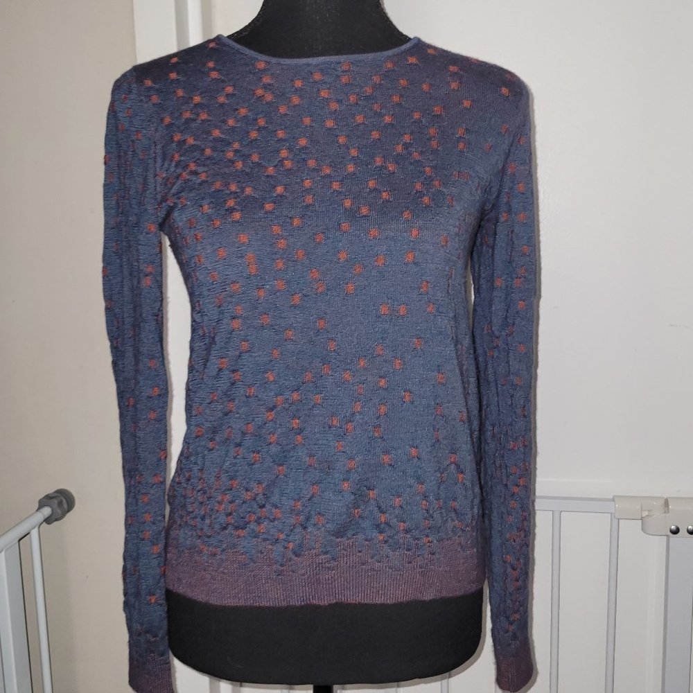 Officin Adina Mica Blue/Rust Cashmere & Silk Sweater - S